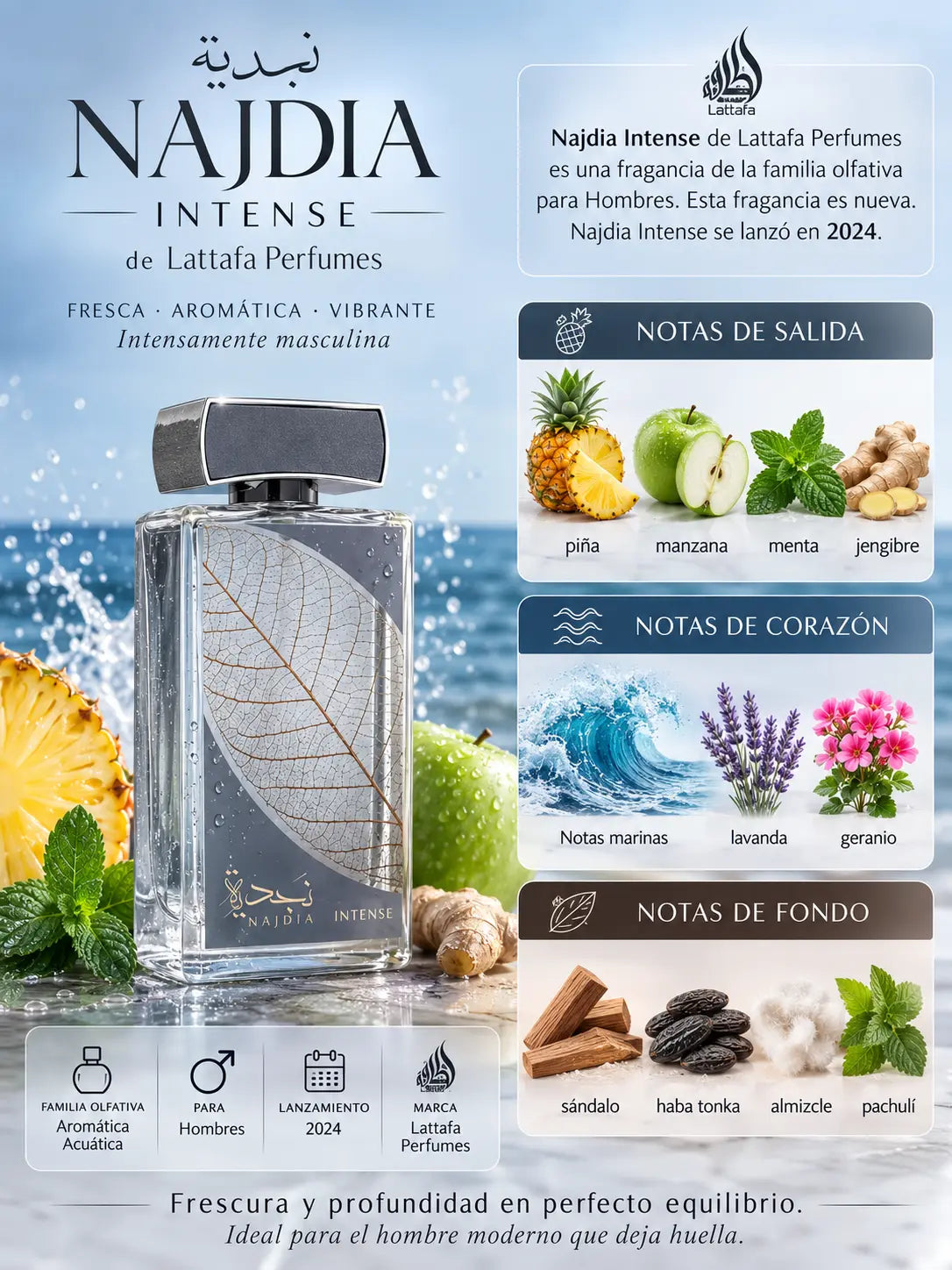 Najdia Intense EDP Lattafa - Inspirado en Le Beau Paradise Garden | Limbiq Scents