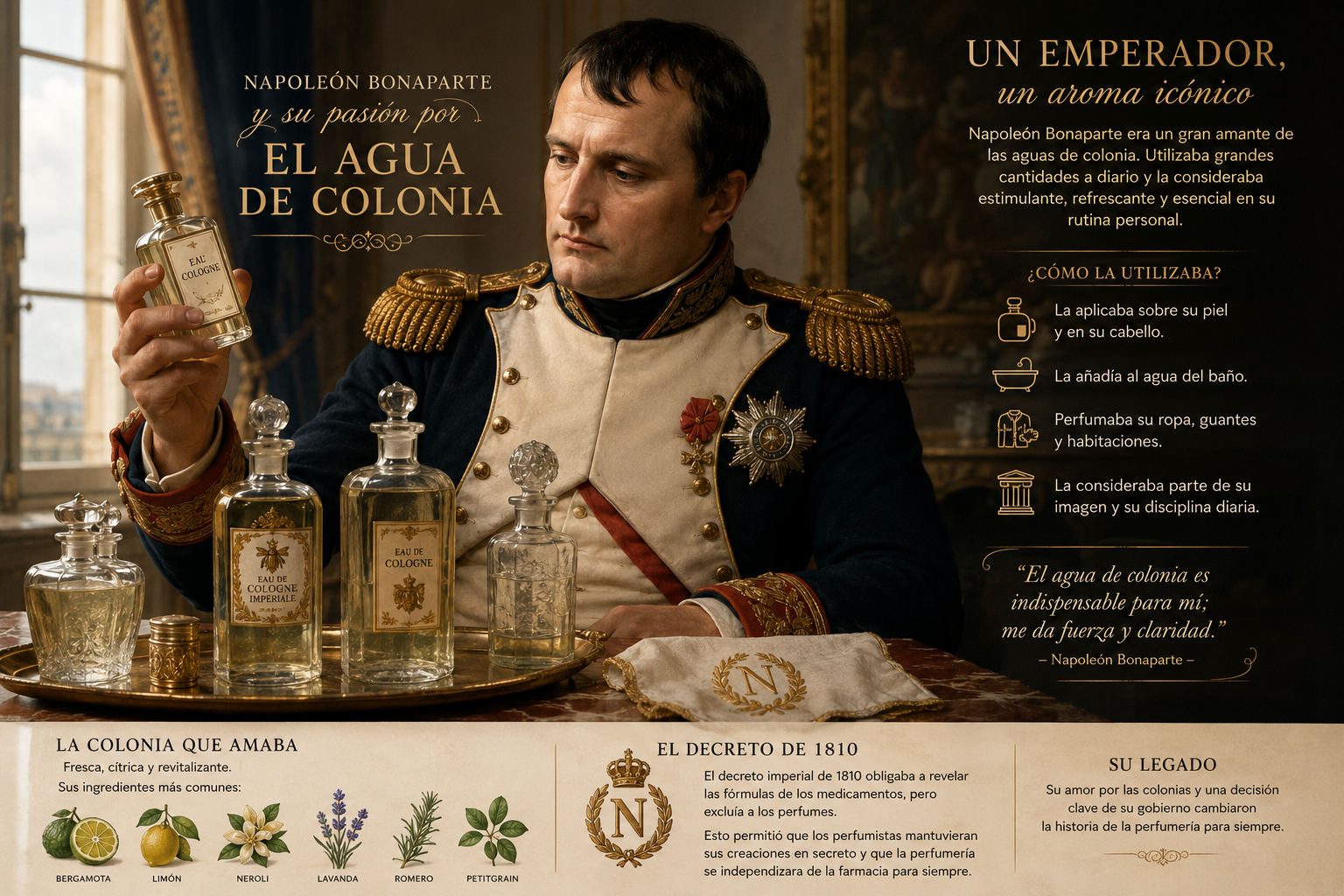 Napoleón Bonaparte y la Perfumería: Cómo su obsesión por las colonias y el Decreto de 1810 cambiaron el perfume para siempre