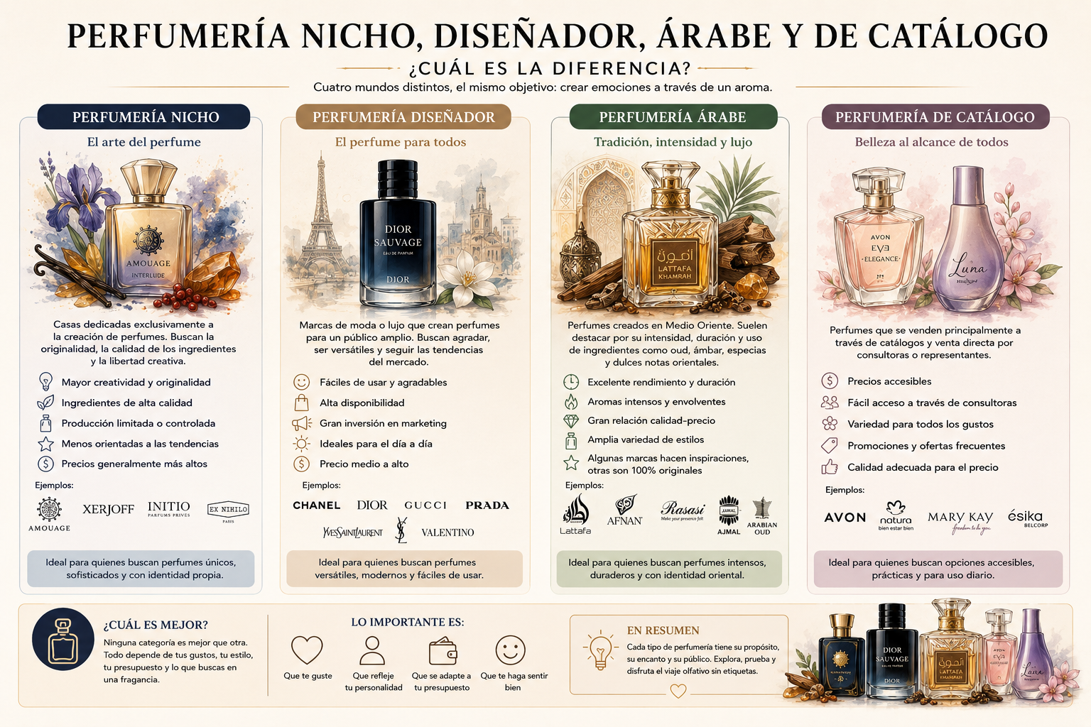 Perfumería Nicho, Diseñador, Árabe y de Catálogo: ¿Cuál es la diferencia?